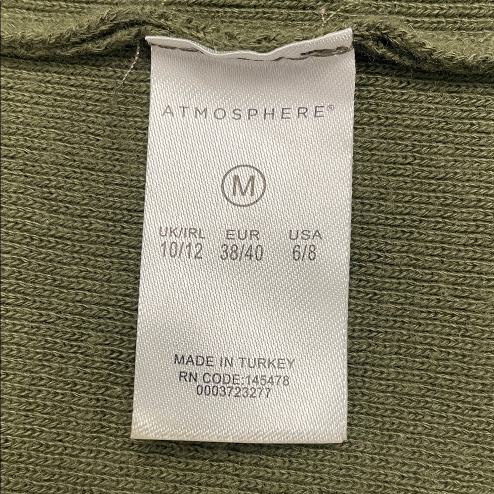Olive Green Long Sleeveless Waterfall Open Knit Vest Sz M - Picture 9 of 15